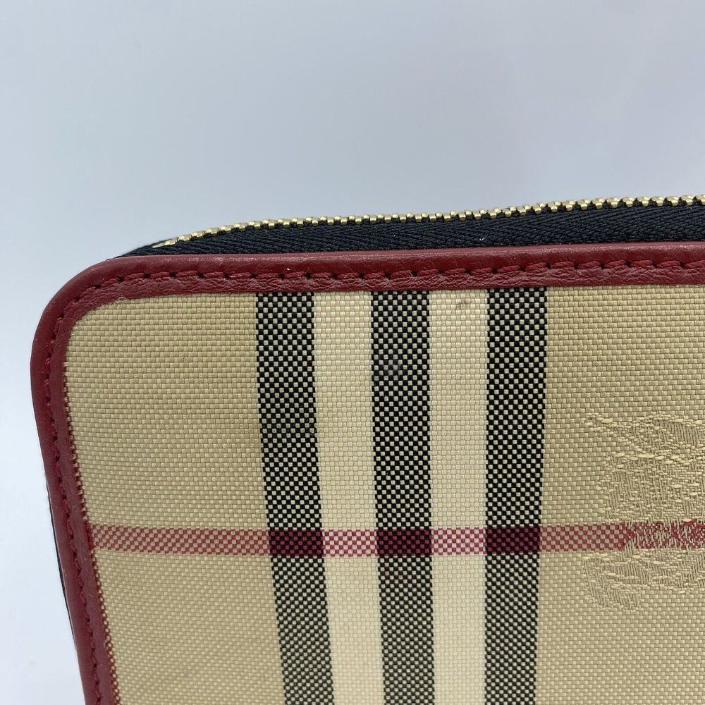 Burberry Elmore Wallet Clutch Purse Zip Around Haymarket House Check Nova Red - Picture 12 of 16